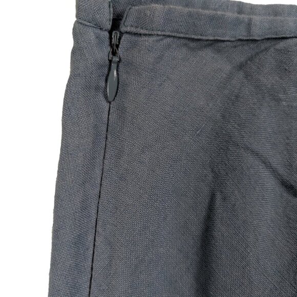 Kew Vintage Slate Blue Linen Prairie Skirt with Gauze Ruffle Size 12 - Picture 3 of 5